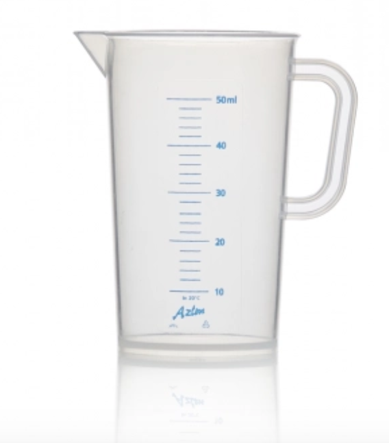 Carafe PP  graduée bleu 50mL ( X 5 )